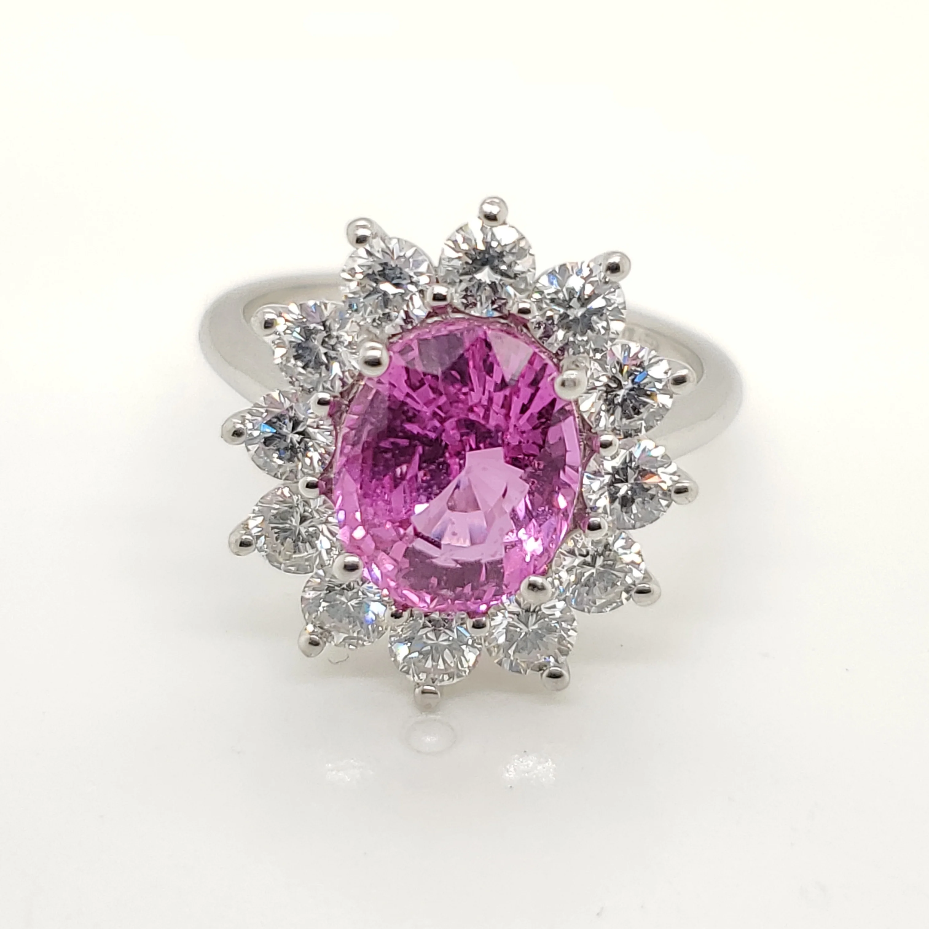Platinum Pink Sapphire and Diamond Ring