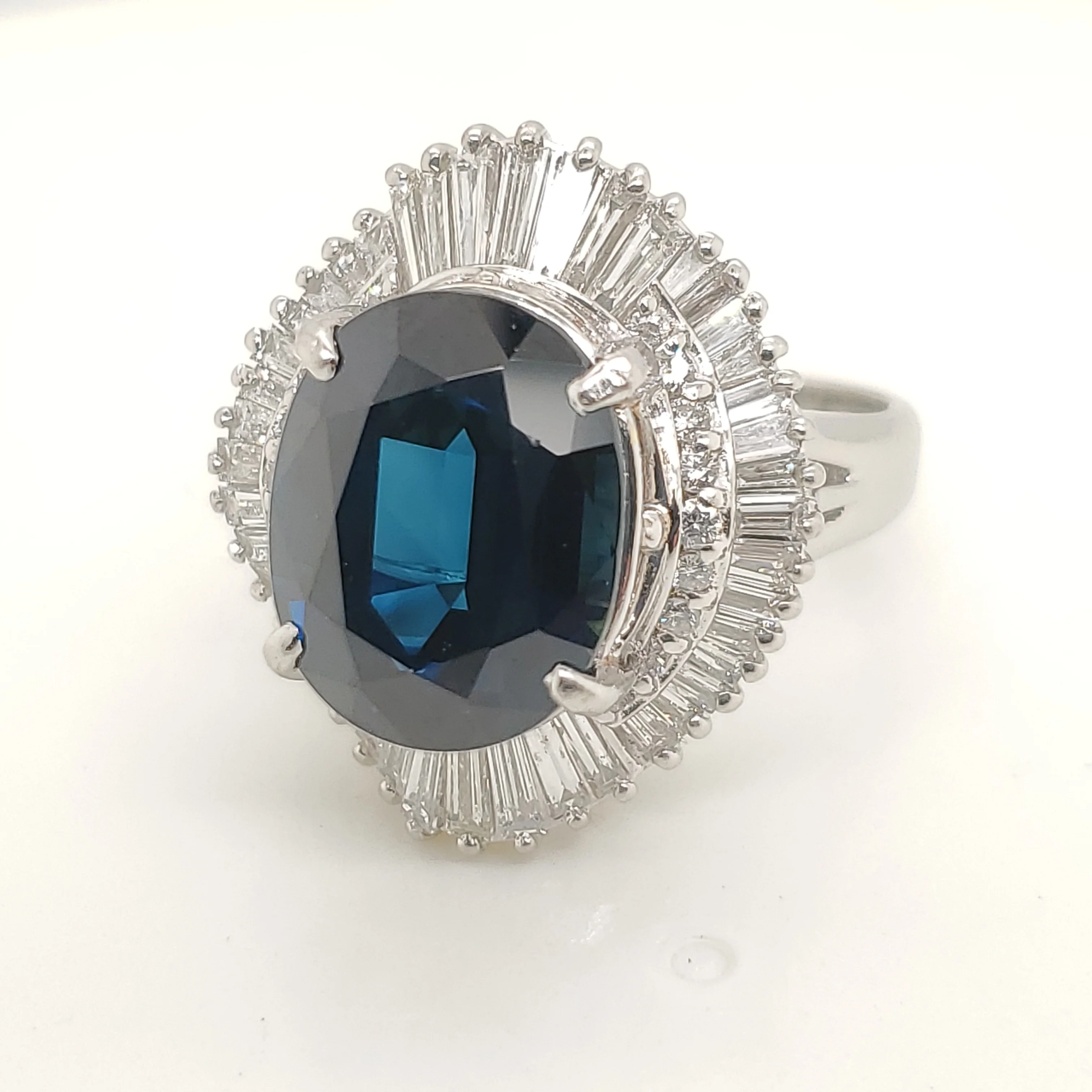 Platinum Sapphire and Diamond Ring