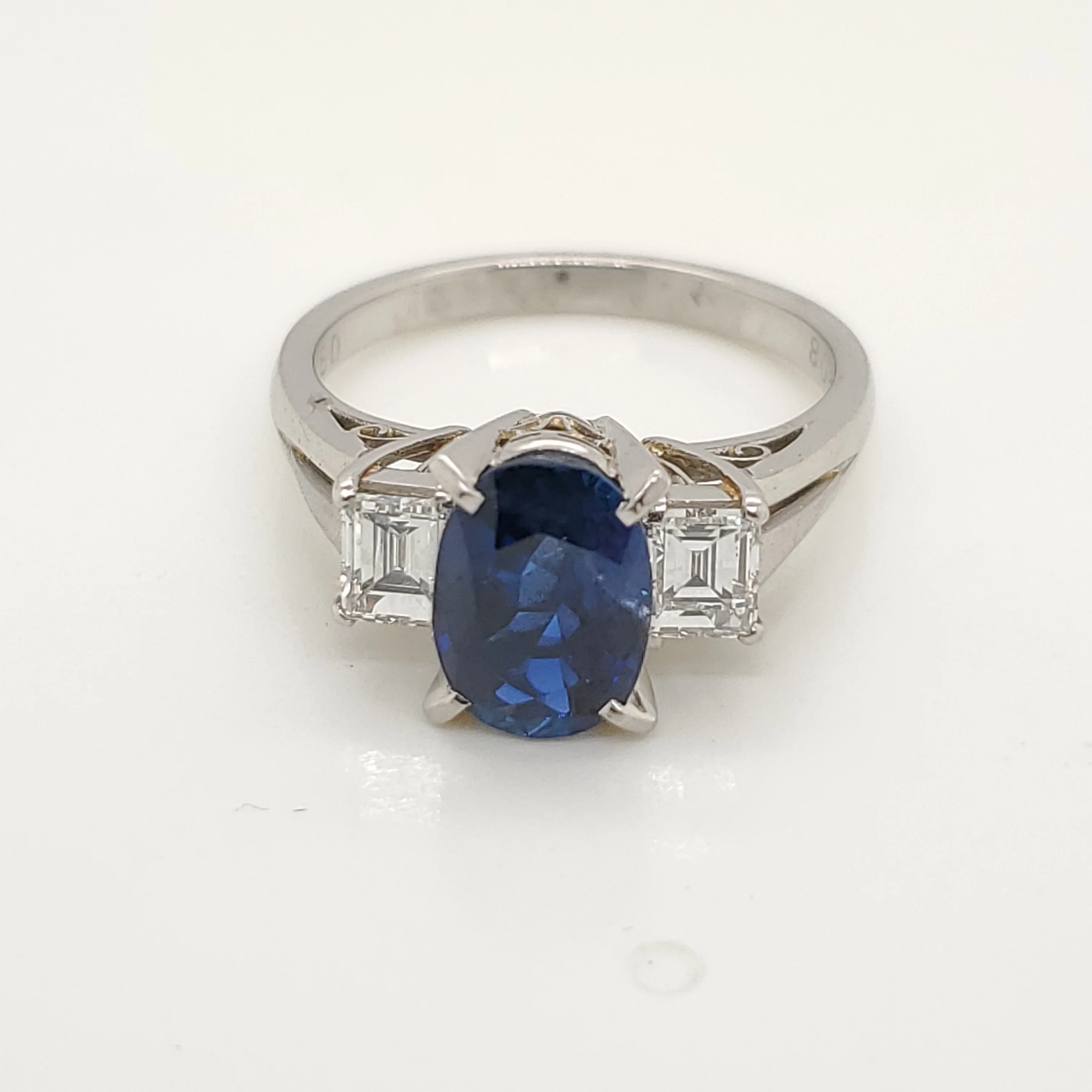 Platinum Sapphire and Diamond Ring