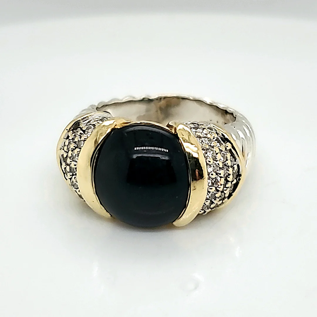 Pre-Owned David Yurman Black Onyx And Diamond Ring