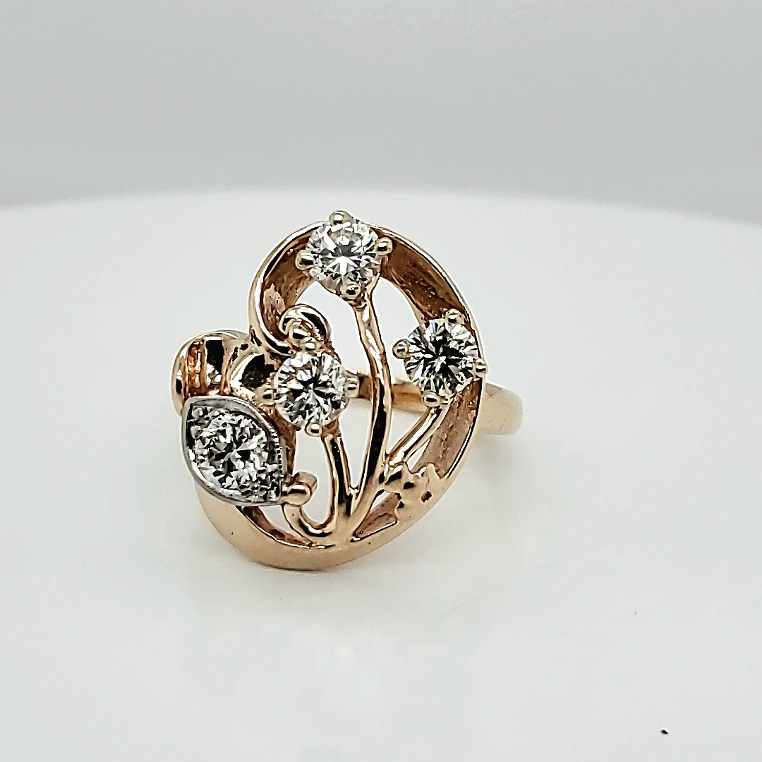 Retro Period 14kt Yellow Gold and Diamond ring - Image 2