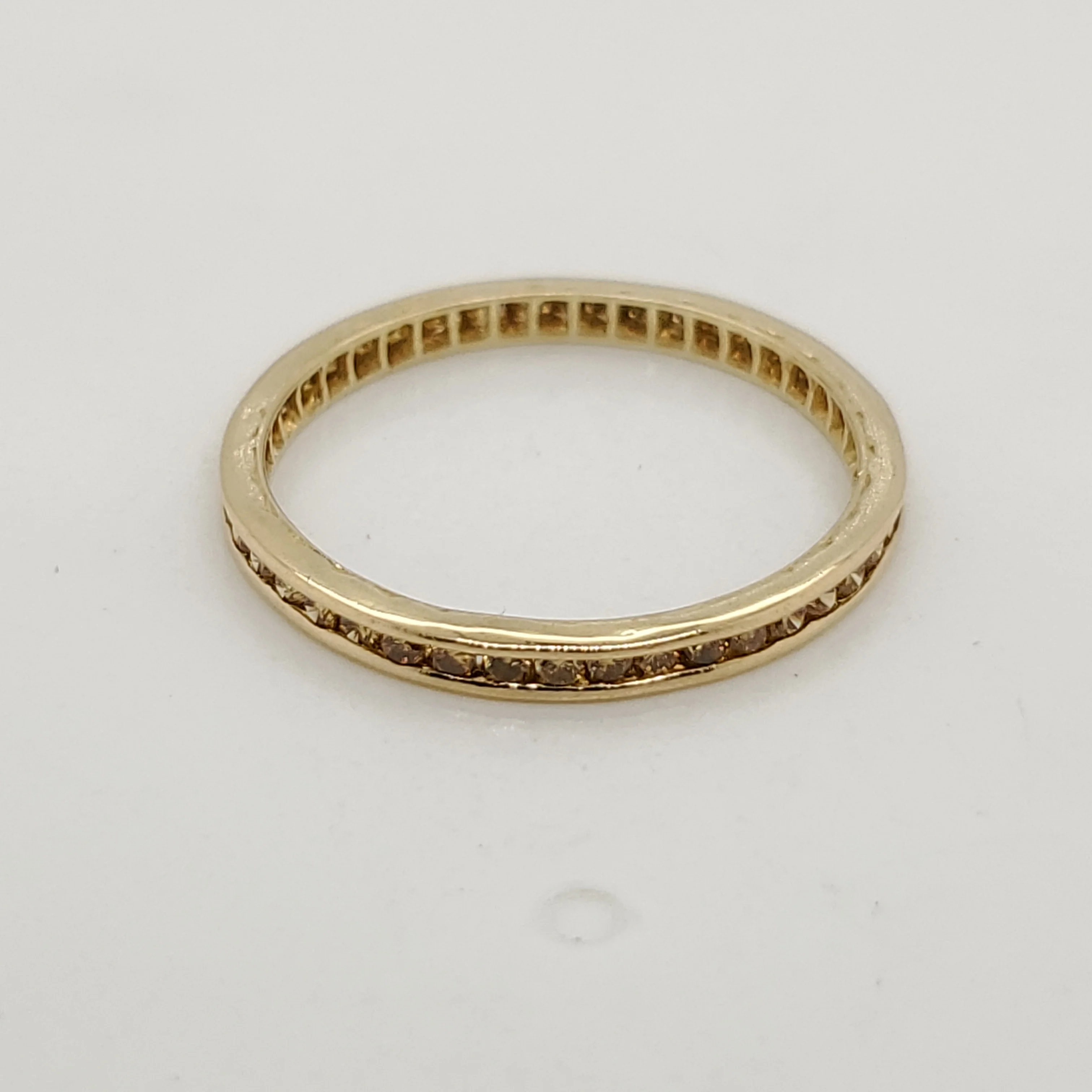 Size 6.5 18Kt Yellow Gold And Fancy Yellow Diamond Eternity Band