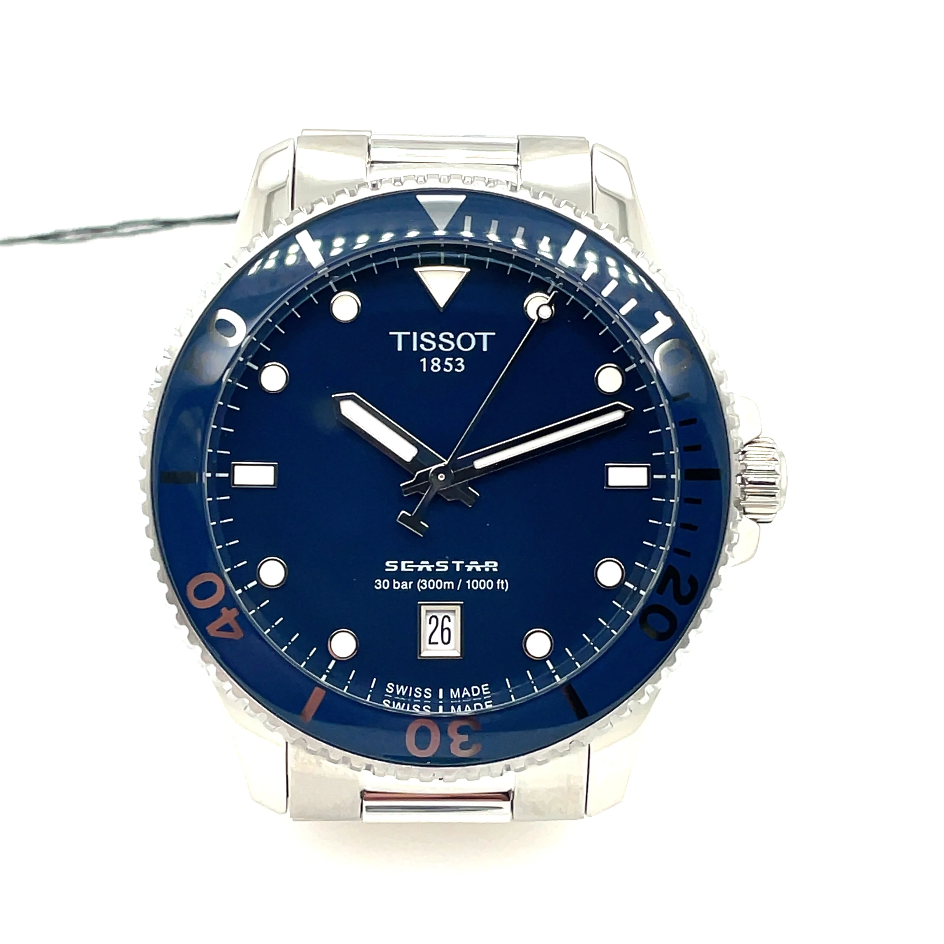 Tissot Seastar 1K Gts Watch Stainless Steel Quartz Movement With Sapphire Crystal Screw Down Crown Blue Bezel And Dial T1204101104100