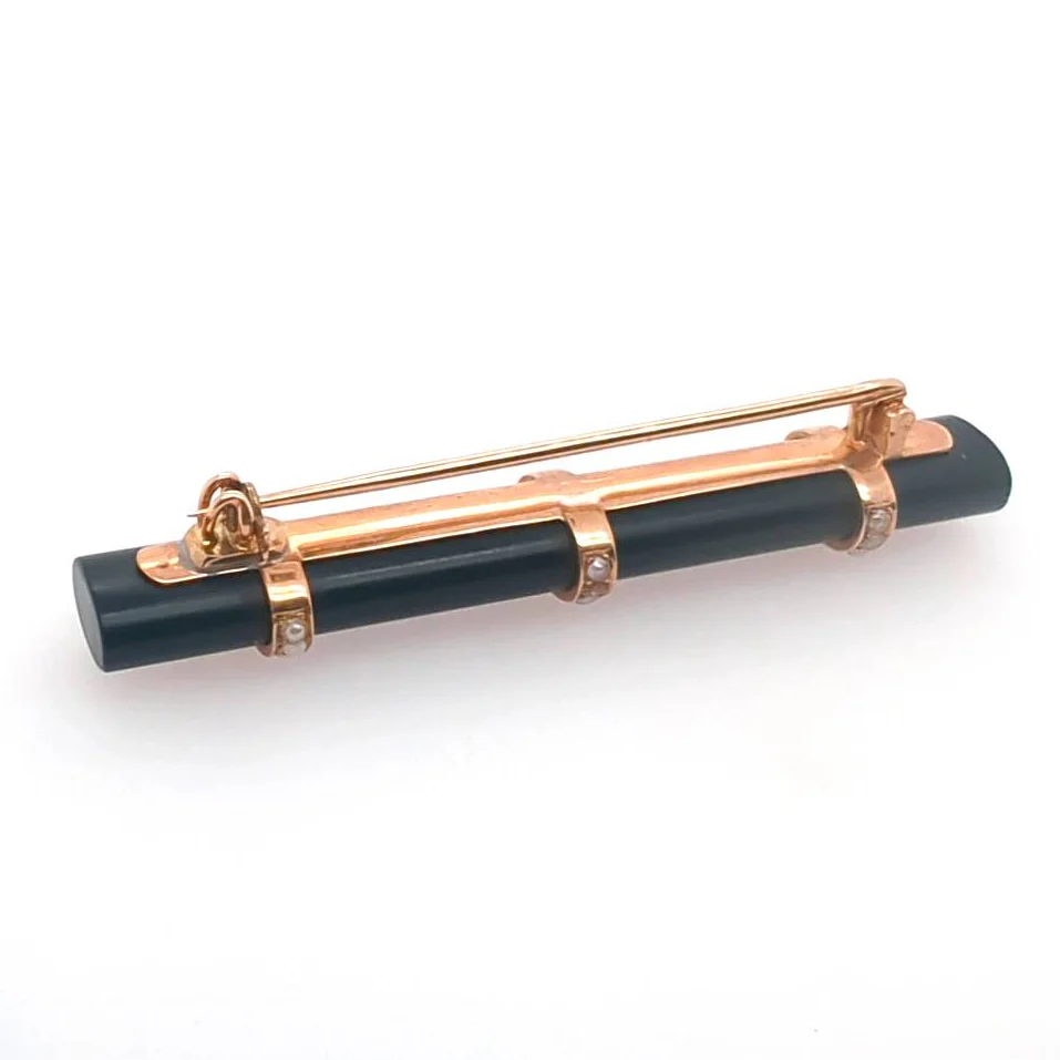 Victorian Gold Jett And Pearl Brooch - Image 2