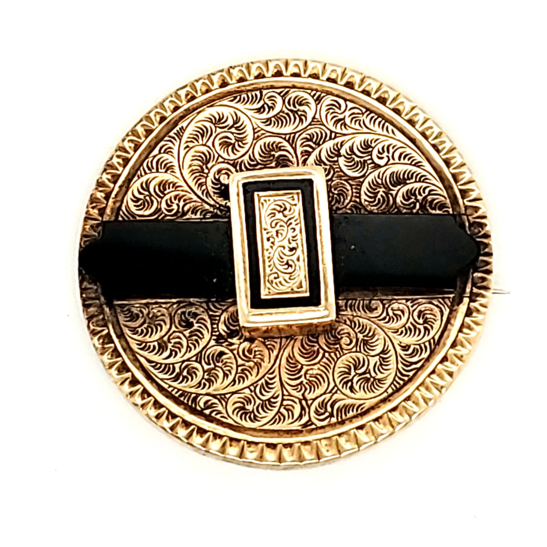 Victorian Gold Onyx Brooch