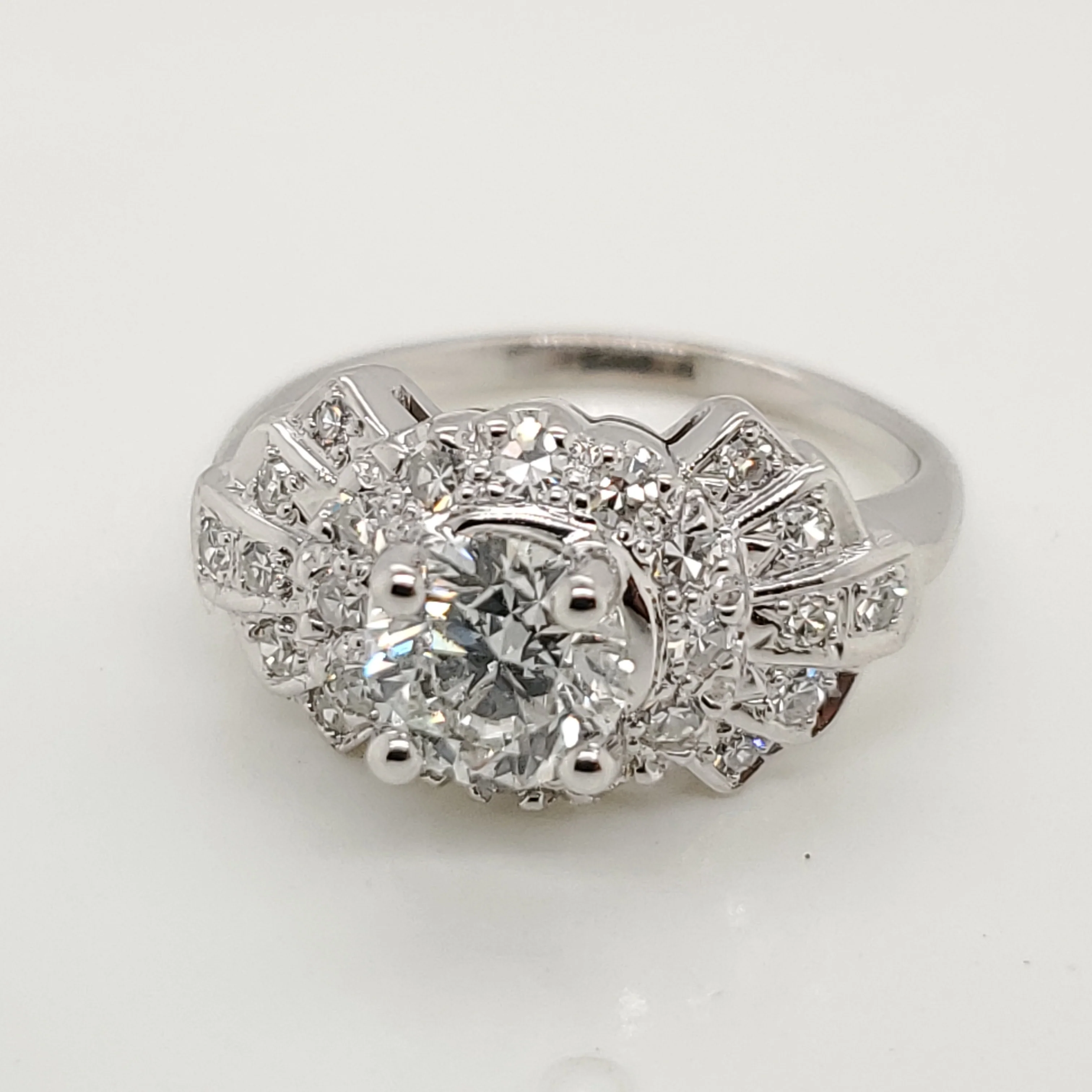 Vintage 1.02 Carat Round Brilliant Cut Diamond Engagement Ring