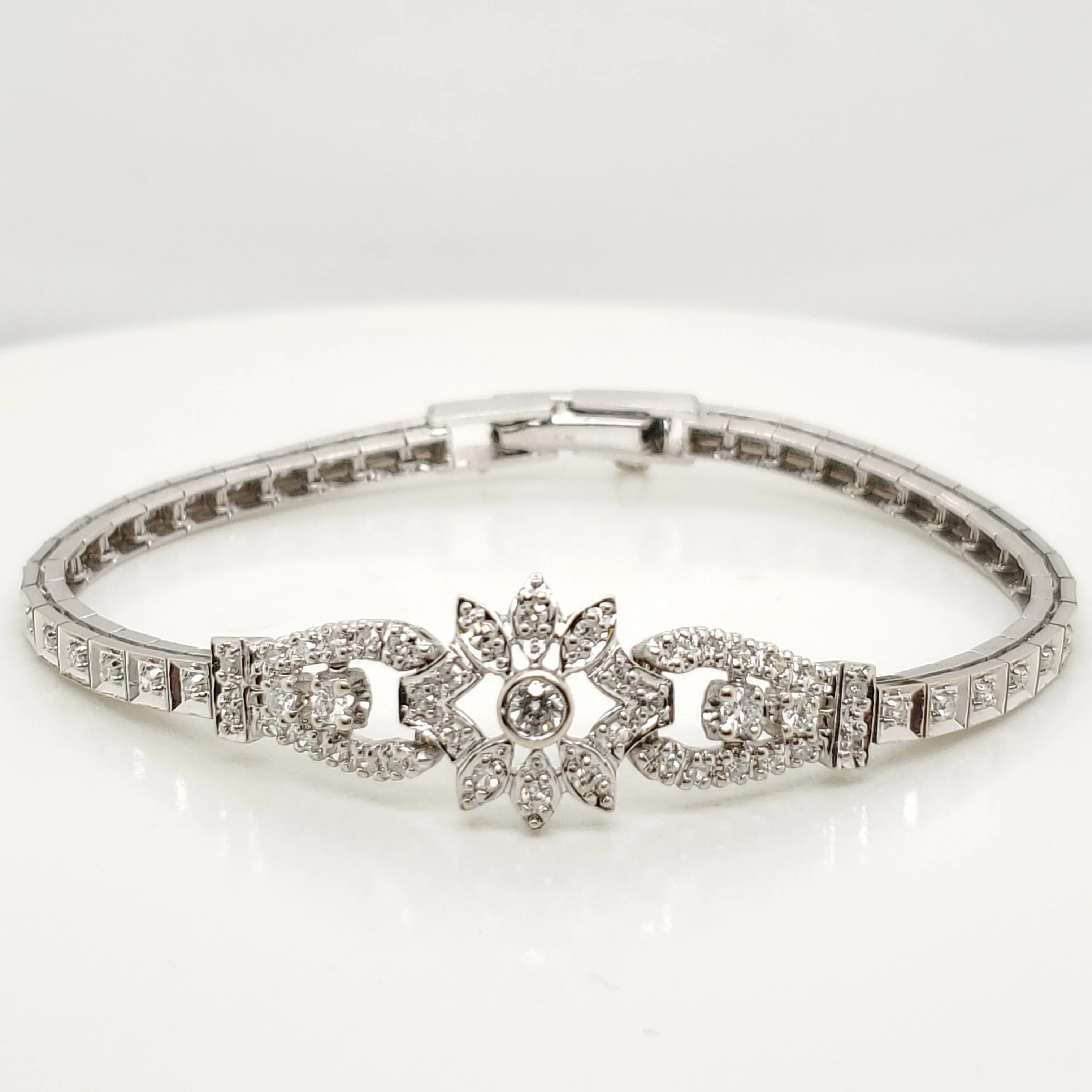 Vintage 14kt White Gold and Diamond Bracelet