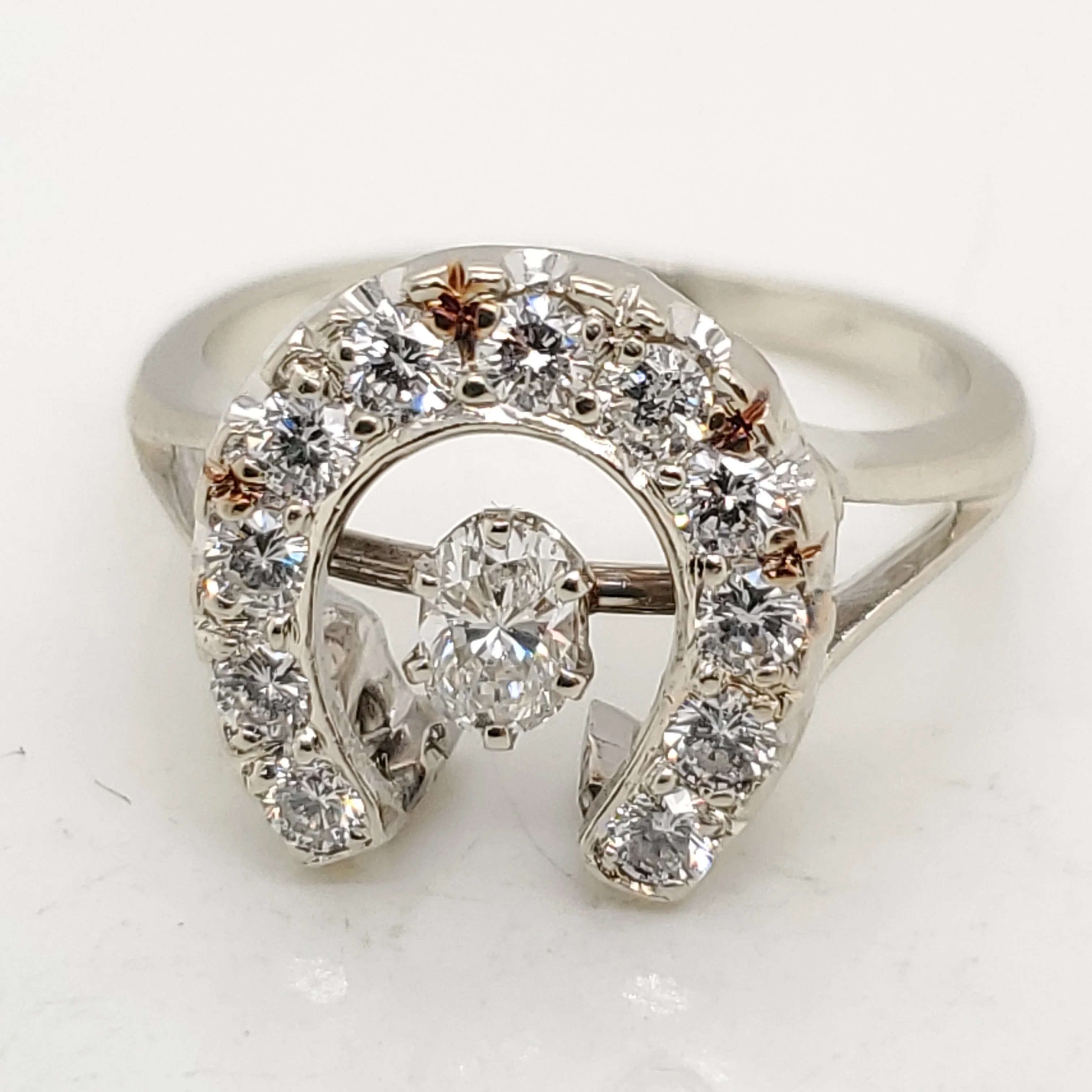 Vintage 14kt White Gold and Diamond Horseshoe Ring