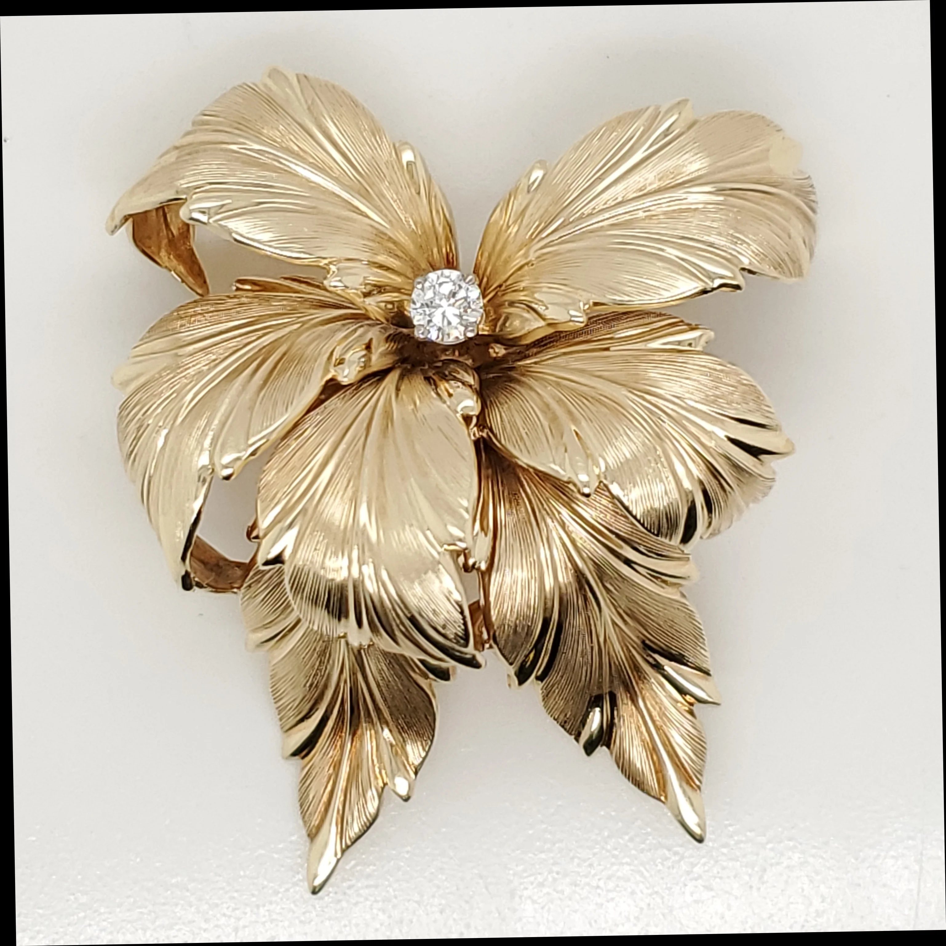 Vintage 14kt Yellow Gold and Diamond Brooch