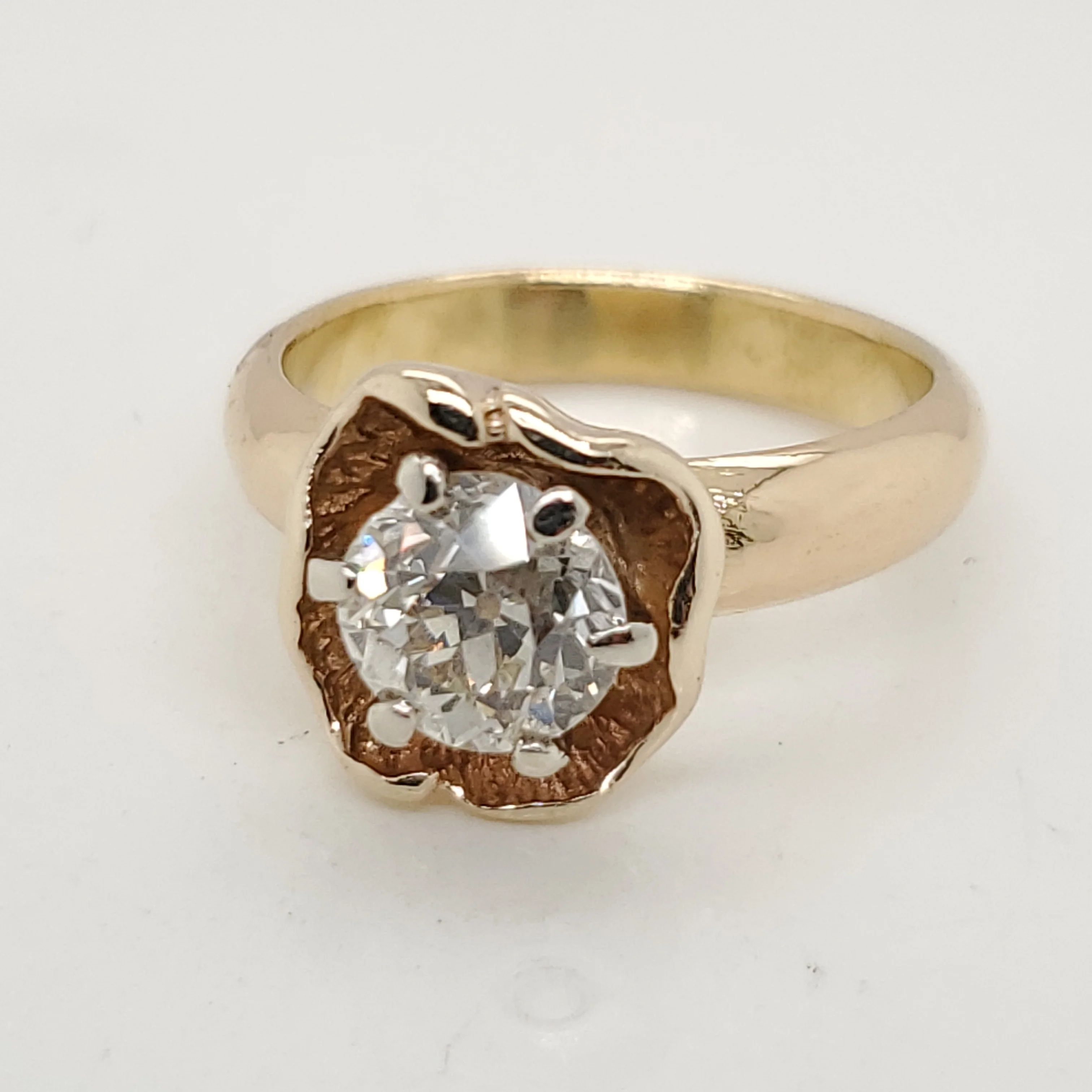 Vintage 14kt Yellow Gold European Cut Diamond Ring