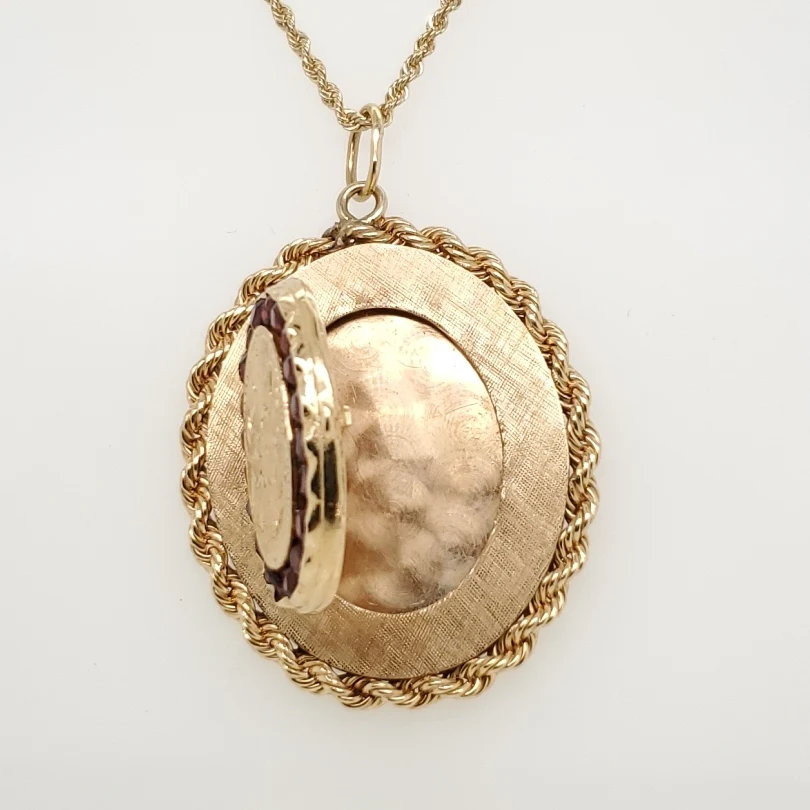 Vintage 14kt Yellow Gold Garnet Locket Charm Pendant - Image 2