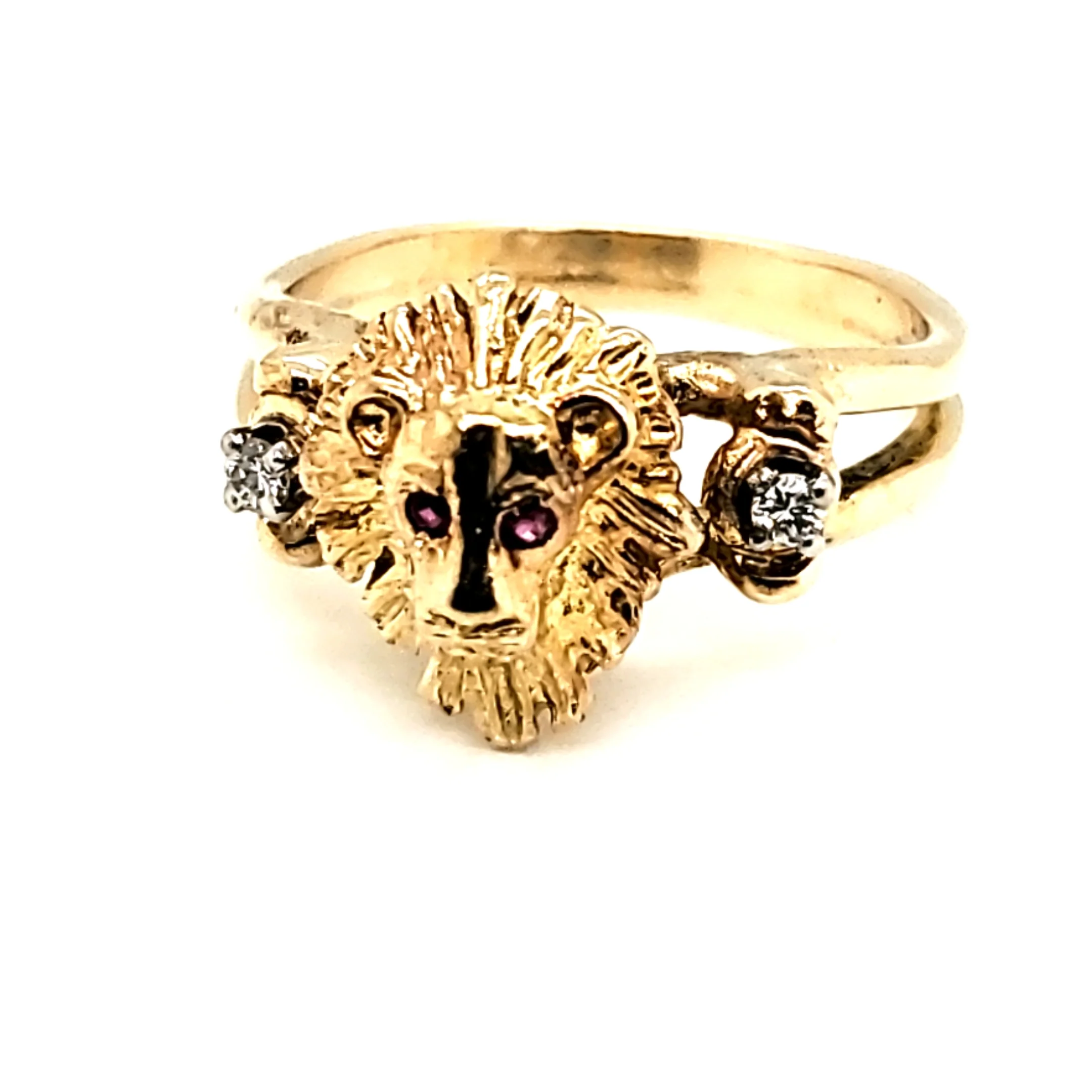 Vintage 18kt Yellow Gold Diamond and ruby Ring