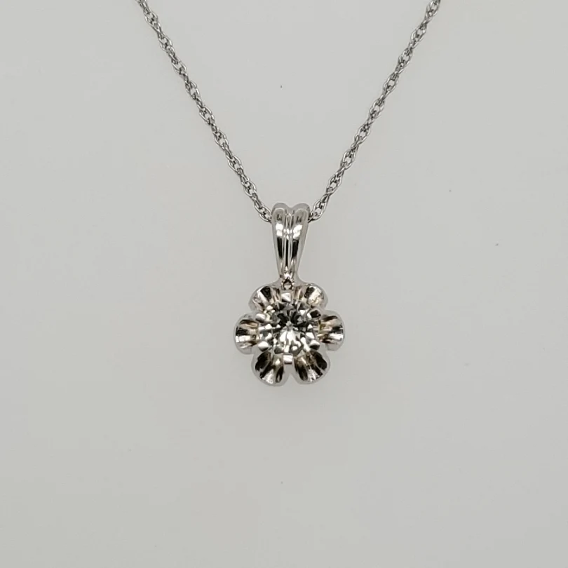 Vintage .20 Carat Round Diamond Drop Necklace