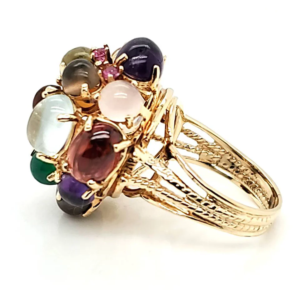 Vintage Mid-Century 14kt Yellow Gold gem stone ring - Image 2