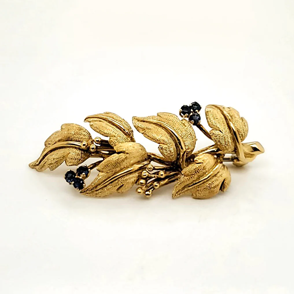 Vintage Tiffany & Co. 18kt Yellow Gold and Sapphire Brooch