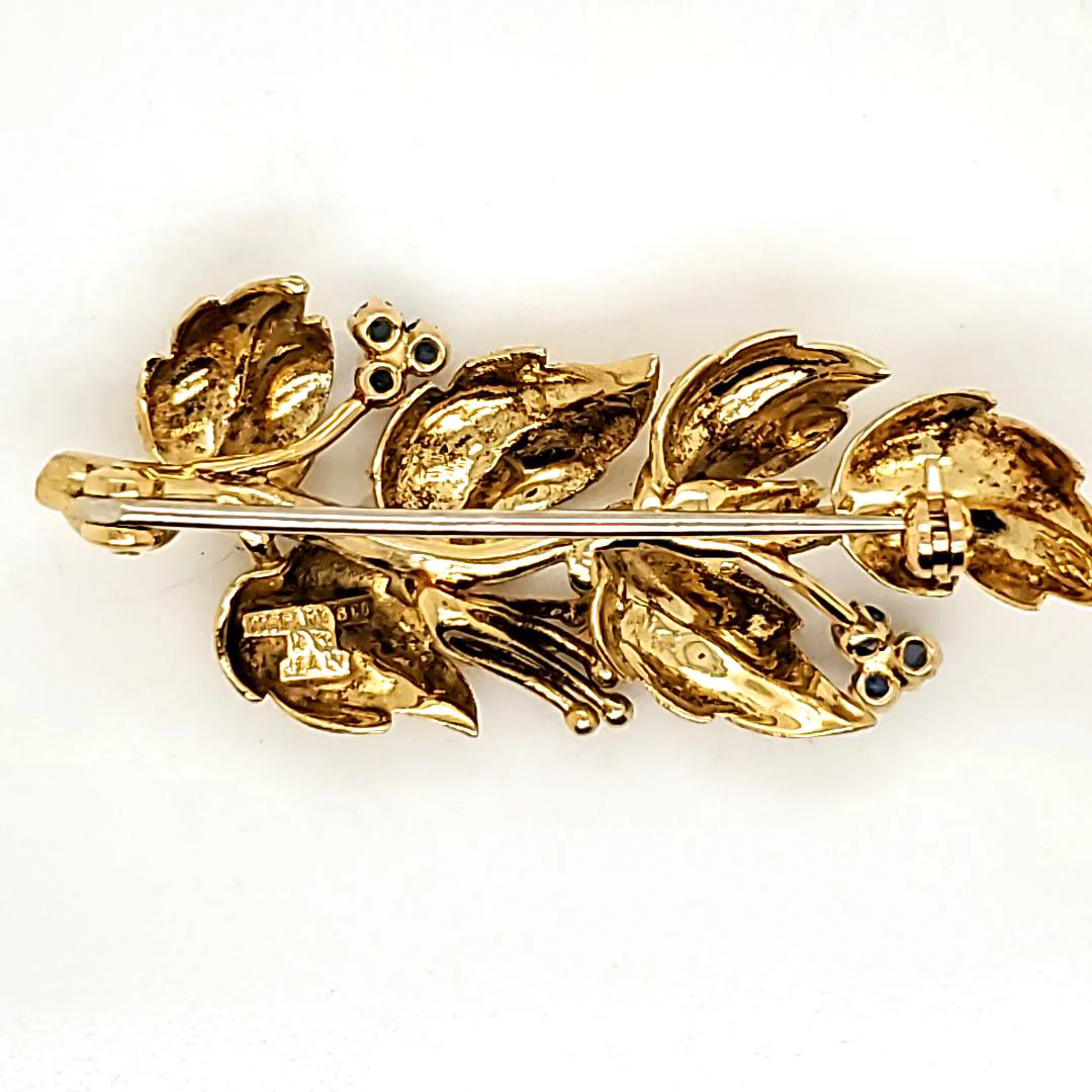 Vintage Tiffany & Co. 18kt Yellow Gold and Sapphire Brooch - Image 2